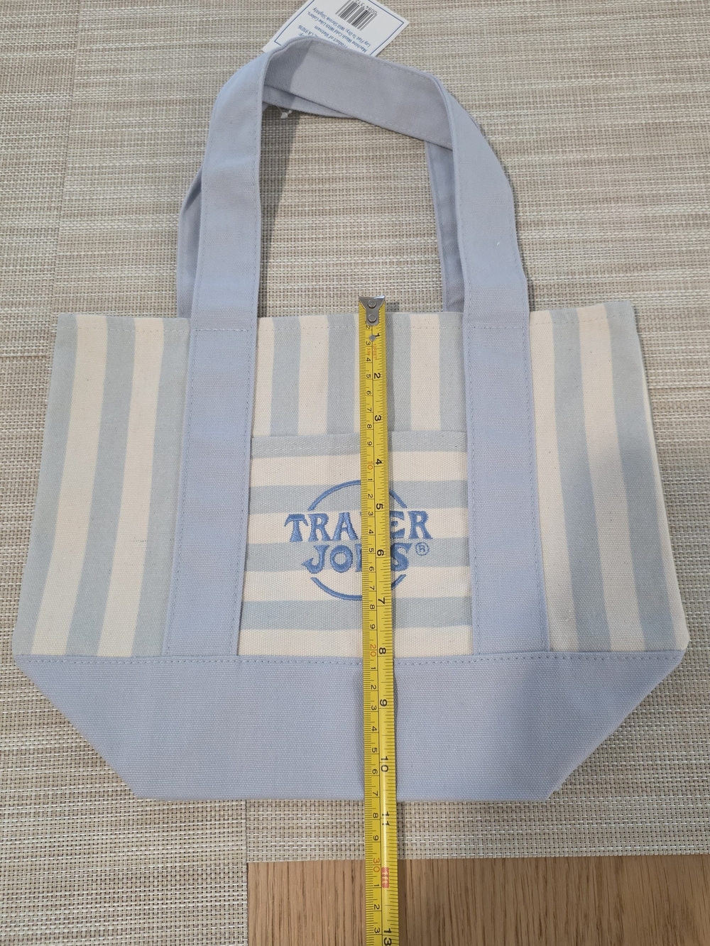 Trader Joe's Blue & White Striped Mini Canvas Tote Bag